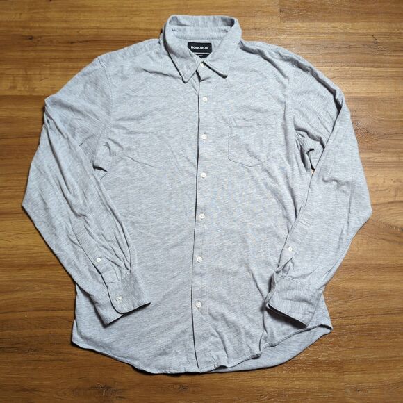 Bonobos Button Up Shirt  Mens M Gray Standard Fit Long Sleeve Soft Cotton Blend - Picture 1 of 10